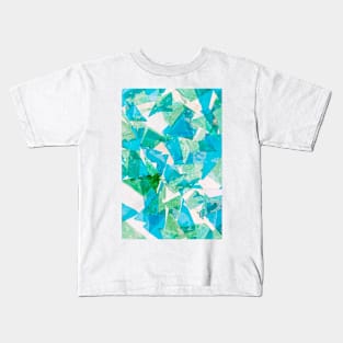 Abstract Blue and Green Pattern Kids T-Shirt